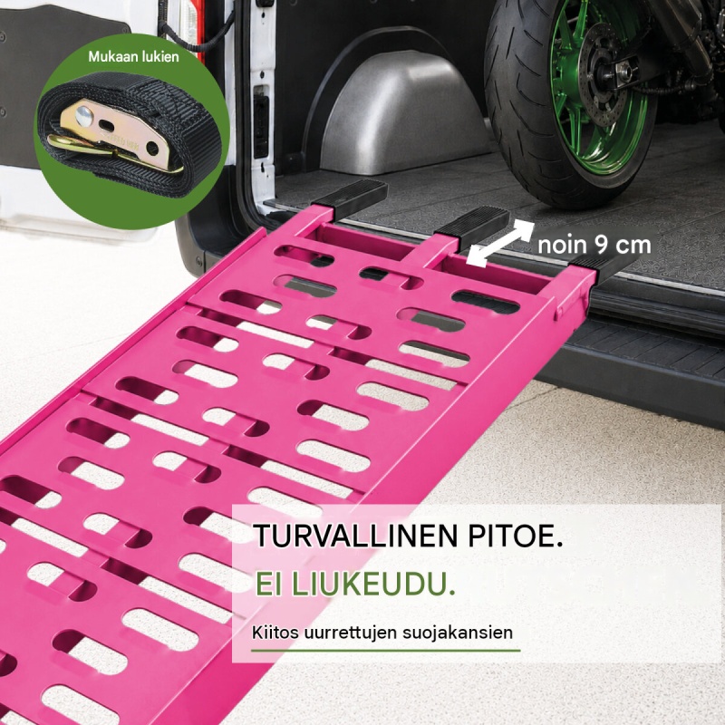 TRUTZHOLM taitettava alumiiniramppi, pink, 228 cm, 340 kg