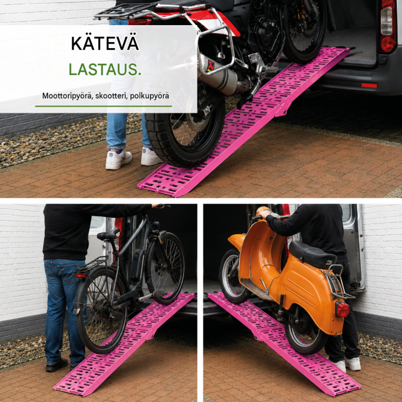 TRUTZHOLM taitettava alumiiniramppi, pink, 228 cm, 340 kg