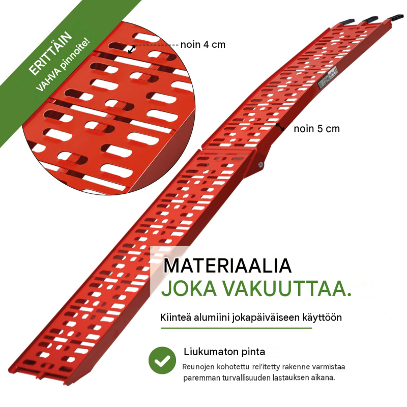 TRUTZHOLM taitettava ajoramppi 228 cm, 340 kg, alumiini, punainen