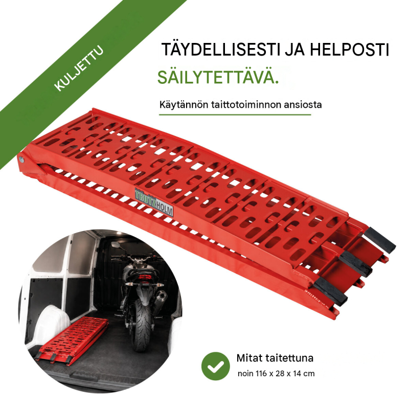 TRUTZHOLM taitettava ajoramppi 228 cm, 340 kg, alumiini, punainen