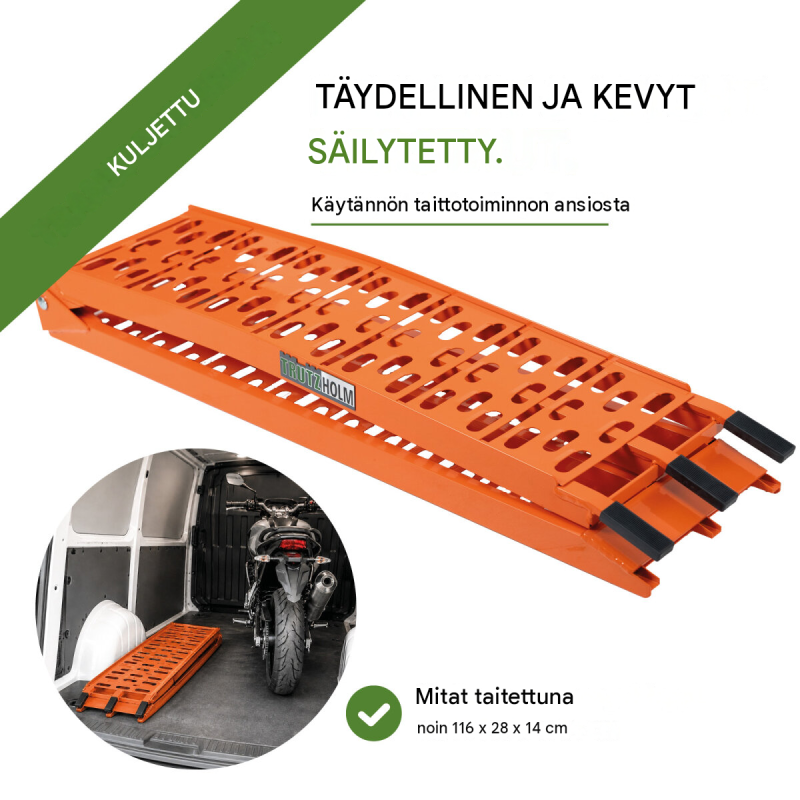 TRUTZHOLM 1 kpl taittuva ajoramppi, alumiini, 228 cm, 340 kg, oranssi