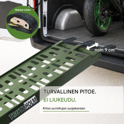 TRUTZHOLM taitettava ajosilta 228 cm, 340 kg, alumiini, oliivinvihreä