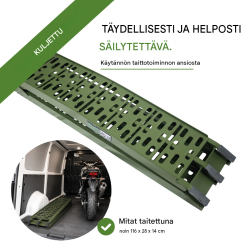 TRUTZHOLM taitettava ajosilta 228 cm, 340 kg, alumiini, oliivinvihreä