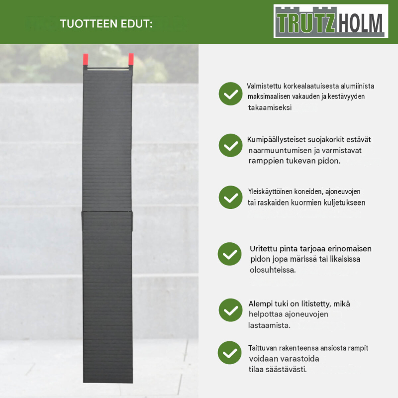 TRUTZHOLM alumiininen ajoluiska 205 cm, kokoontaitettava, 340 kg, musta