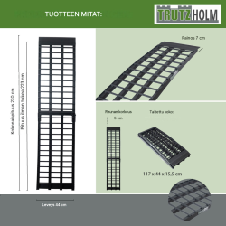 TRUTZHOLM taitettava alumiininen ajosilta 230 cm, 680 kg, musta