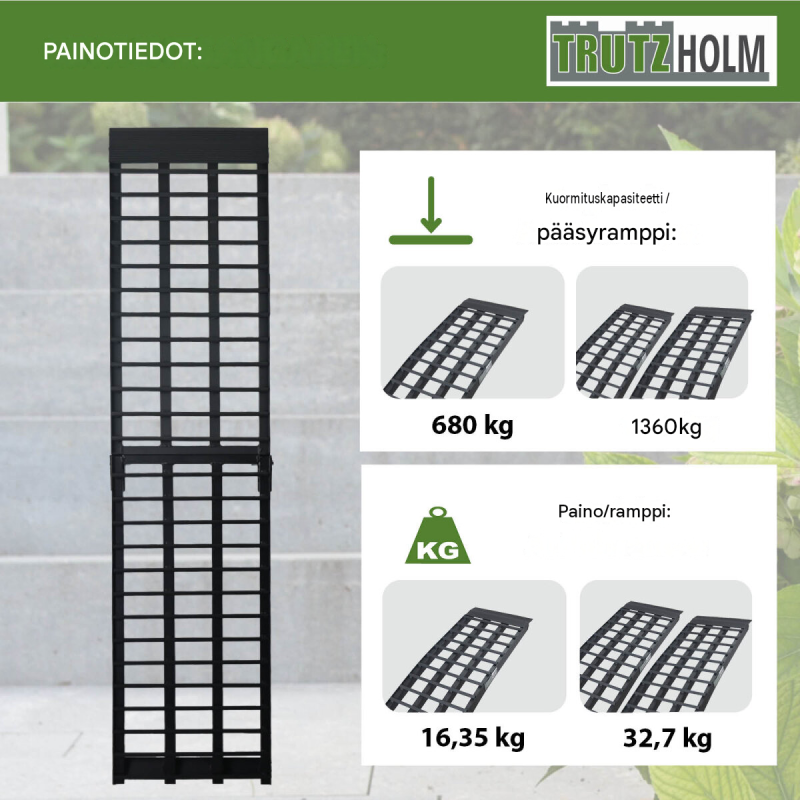 TRUTZHOLM taitettava alumiininen ajosilta 230 cm, 680 kg, musta