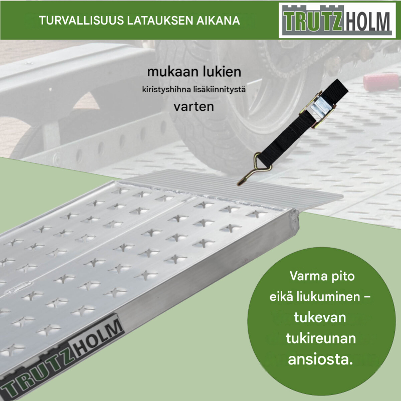 TRUTZHOLM 1x alumiininen ajoramppi, 200 cm, leveys 28, 56 tai 70 cm, kantavuus 270 kg