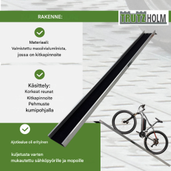 TRUTZHOLM ajoramppi E-Bike-pyörille ja pienille mopoille, 183 cm, 50 kg, alumiini, musta/harmaa