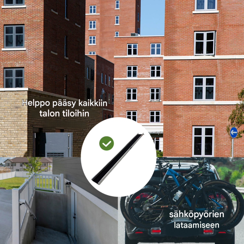 TRUTZHOLM ajoramppi E-Bike-pyörille ja pienille mopoille, 183 cm, 50 kg, alumiini, musta/harmaa
