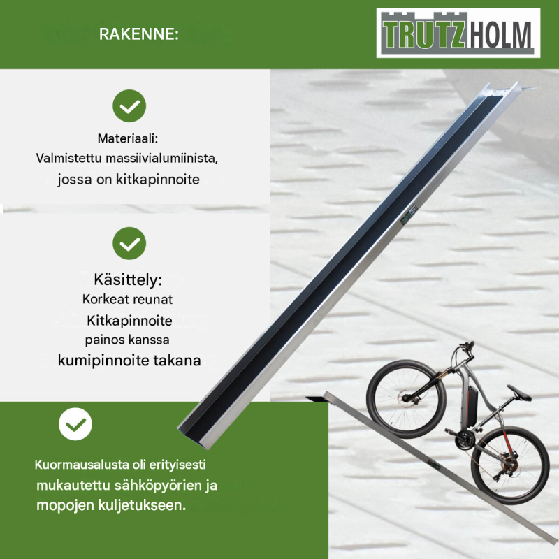 TRUTZHOLM ajosilta E-Bike-pyörille, alumiini, 194 cm, 50 kg, liukuestepinnoite