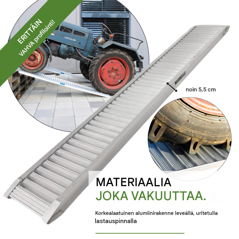 TRUTZHOLM 1 kpl raskaan kuorman alumiiniramppeja, 1.000 kg, 200 cm, moottoripyörille ja mönkijöille
