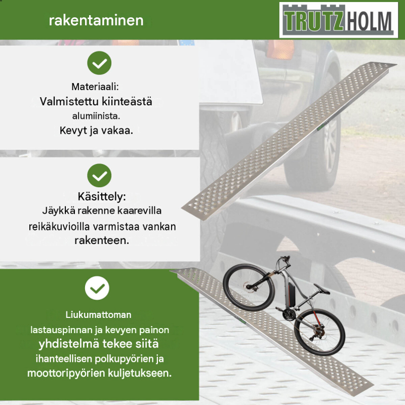 TRUTZHOLM 2 kpl alumiiniramppeja, 150 x 21,5 cm, 400 kg, liukuesteinen pinta