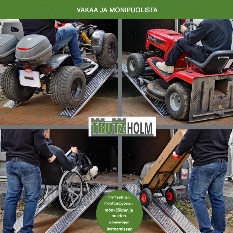 TRUTZHOLM 2 kpl alumiiniramppeja, 150 x 21,5 cm, 400 kg, liukuesteinen pinta
