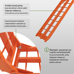 TRUTZHOLM 2 x taitettava alumiininen ajoluiska 180 cm, 340 kg, oranssi