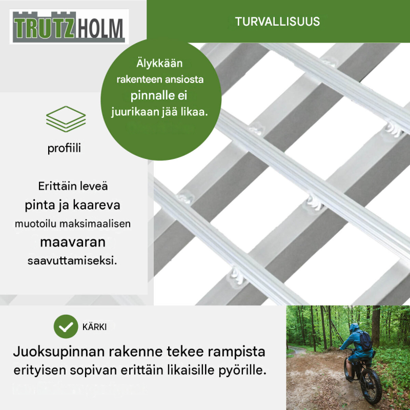 TRUTZHOLM ajorampit 2 kpl, 230 cm, alumiini, taitettava, harmaa, 1360 kg