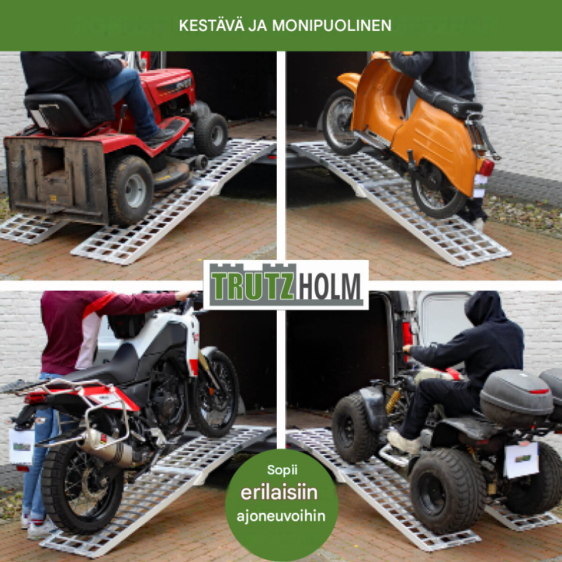 TRUTZHOLM ajorampit 2 kpl, 230 cm, alumiini, taitettava, harmaa, 1360 kg