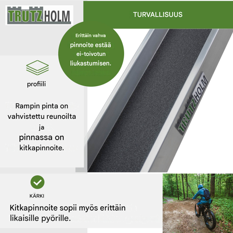 TRUTZHOLM ramppikiskot 2 kpl, alumiini, 194 cm, 50 kg kiskoa kohden, E-Bike ja mopo