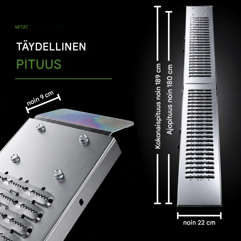 TRUTZHOLM 2 kpl taitettavia teräksisiä lastausramppeja, 189 cm