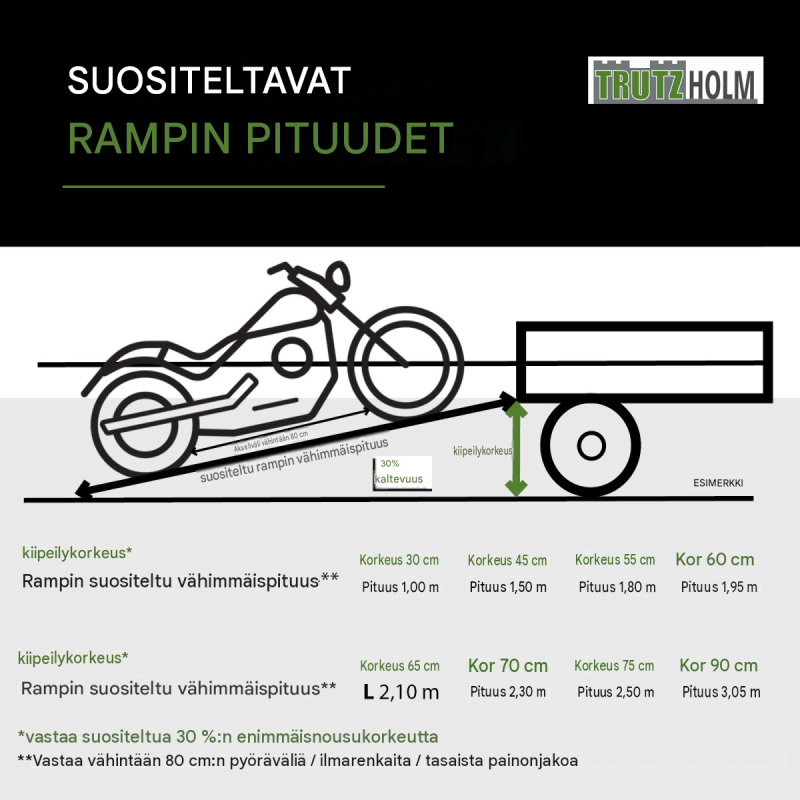 TRUTZHOLM 2 kpl taitettavia teräksisiä lastausramppeja, 189 cm
