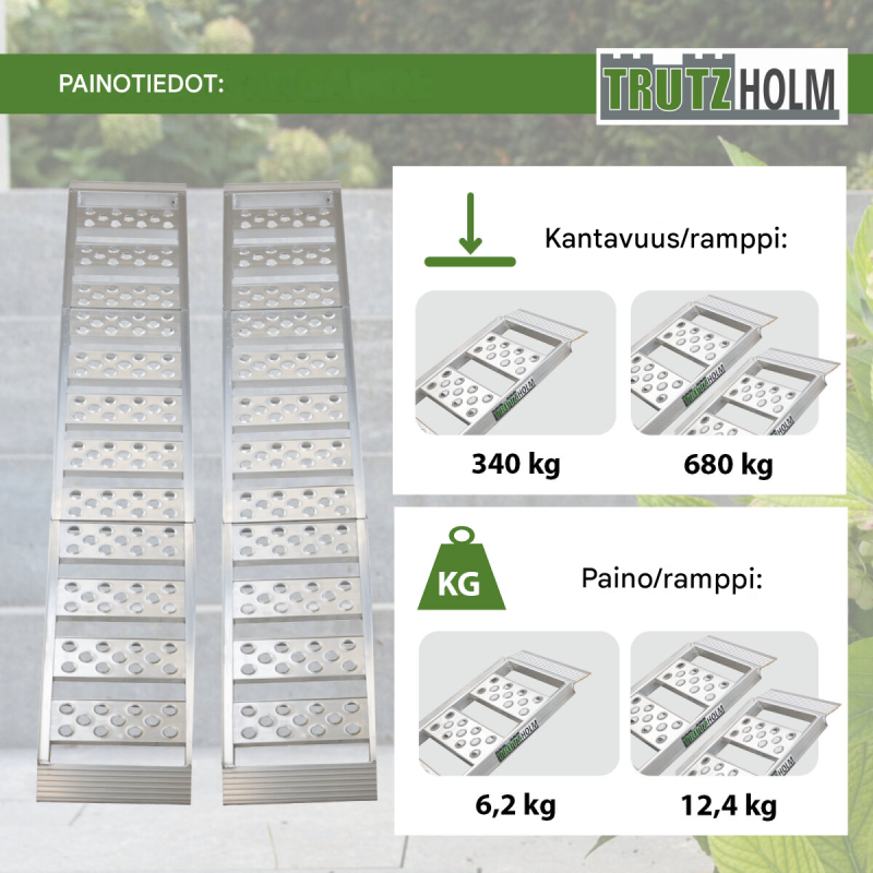 TRUTZHOLM alumiinirampit 2 kpl, taitettavat, 198 cm, 340 kg, hopea