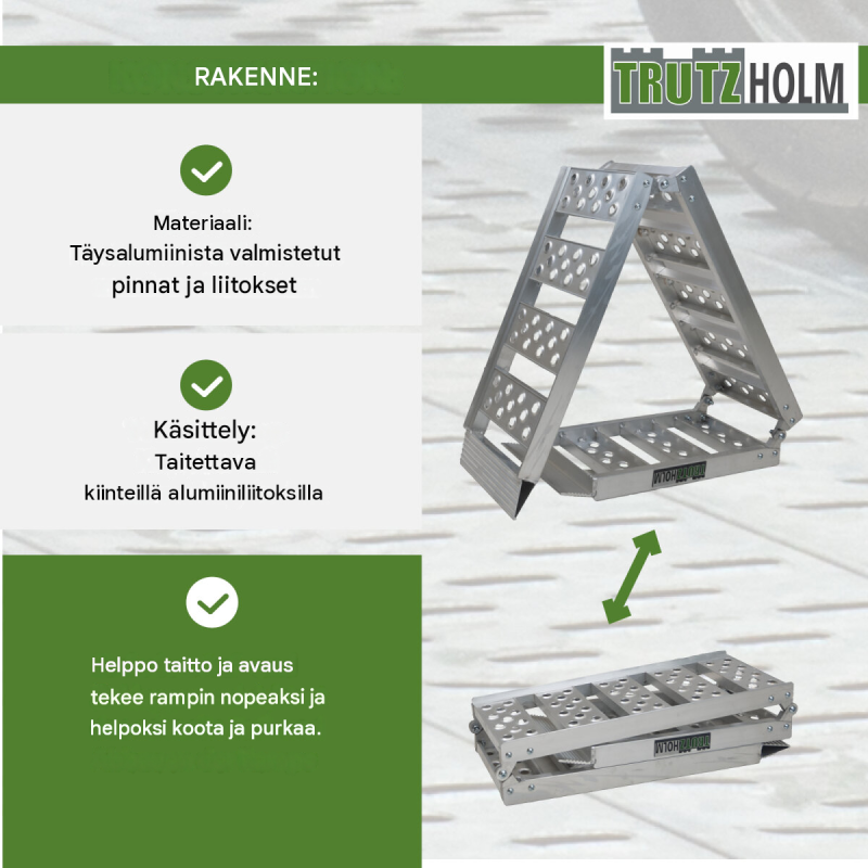TRUTZHOLM alumiinirampit 2 kpl, taitettavat, 198 cm, 340 kg, hopea