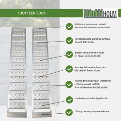 TRUTZHOLM alumiinirampit 2 kpl, taitettavat, 198 cm, 340 kg, hopea