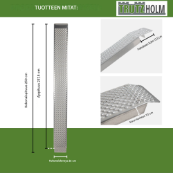 TRUTZHOLM ajorampit 2 kpl, alumiini, 250 cm, kantavuus 1000 kg