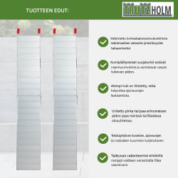 TRUTZHOLM 2 kpl taitettavat alumiiniset ajoluiskat, 205 cm, 680 kg, harmaa