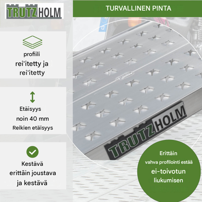 TRUTZHOLM 2 kpl alumiiniramppi, 100 x 28 cm, kantavuus 540 kg, harmaa