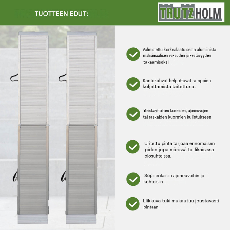 TRUTZHOLM alumiinirampit 2 kpl, kokoontaitettavat, 307 cm, kantavuus 900 kg