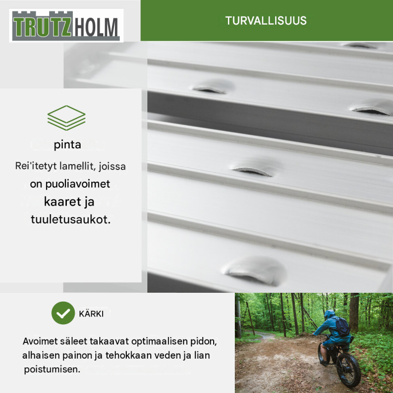 TRUTZHOLM alumiinirampit 2 kpl, kokoontaitettavat, 180 cm, kantavuus 200 kg kappaleelta