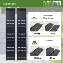 TRUTZHOLM 2 kpl taitettavat alumiinirampit, 226 cm, 1360 kg, musta