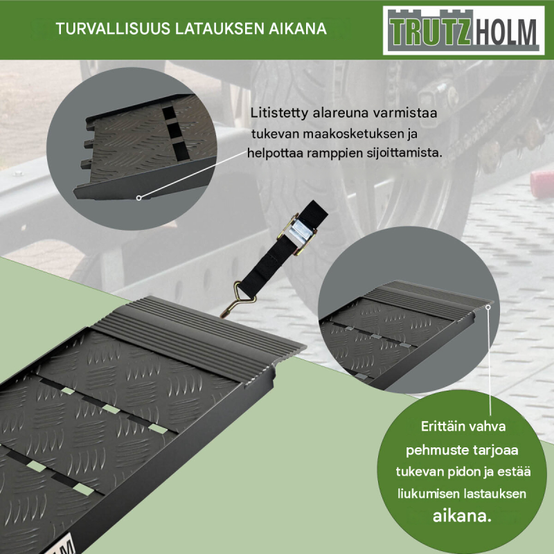 TRUTZHOLM 2 kpl taitettavat alumiinirampit, 226 cm, 1360 kg, musta