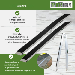 TRUTZHOLM ajorampit 2 kpl, taitettavat alumiinirampit, 228 cm, 680 kg, kitkapinnoite