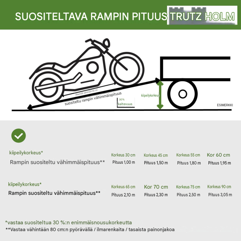 TRUTZHOLM ajorampit 2 kpl, taitettavat alumiinirampit, 228 cm, 680 kg, kitkapinnoite