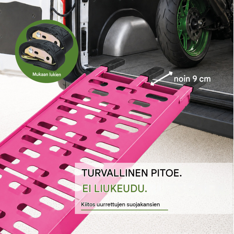 TRUTZHOLM 2 kpl taitettava kuormaussilta, alumiini, 228 cm, 680 kg, pinkki