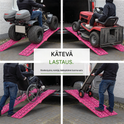 TRUTZHOLM 2 kpl taitettava kuormaussilta, alumiini, 228 cm, 680 kg, pinkki