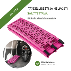 TRUTZHOLM 2 kpl taitettava kuormaussilta, alumiini, 228 cm, 680 kg, pinkki