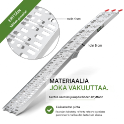 TRUTZHOLM ajoluiskat 2 kpl, kokoontaitettavat, alumiini, 228 cm, 340 kg luiska, harmaa