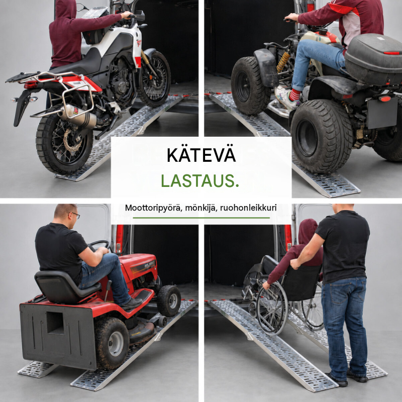 TRUTZHOLM ajoluiskat 2 kpl, kokoontaitettavat, alumiini, 228 cm, 340 kg luiska, harmaa