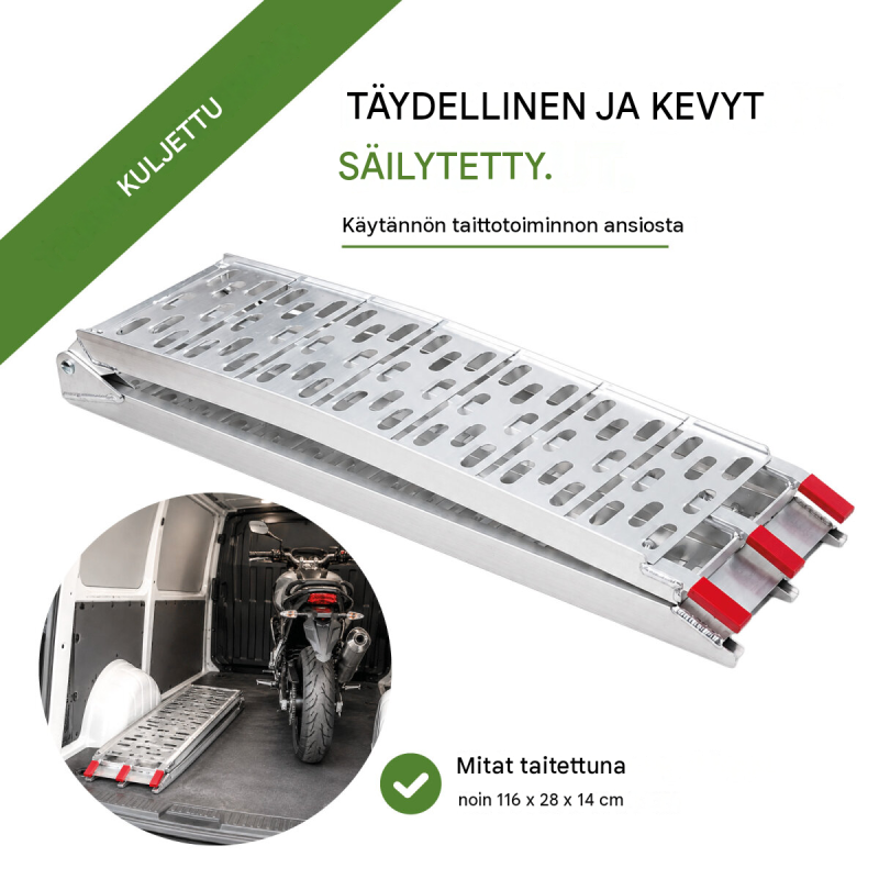 TRUTZHOLM ajoluiskat 2 kpl, kokoontaitettavat, alumiini, 228 cm, 340 kg luiska, harmaa
