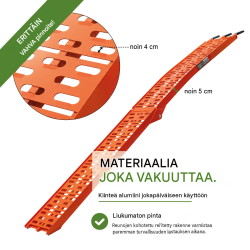 TRUTZHOLM 2 kpl taitettavat aj rampit, alumiini, oranssi, 228 cm, 680 kg