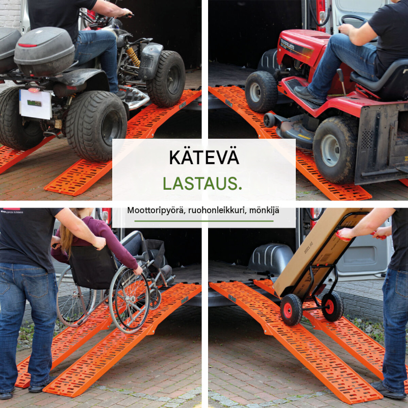 TRUTZHOLM 2 kpl taitettavat aj rampit, alumiini, oranssi, 228 cm, 680 kg