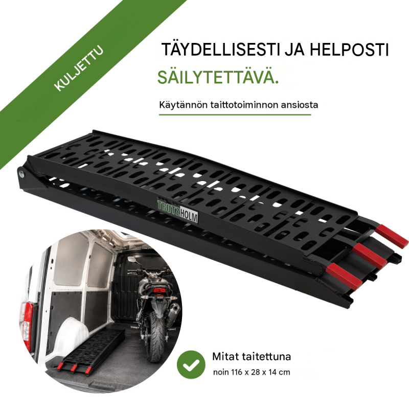 TRUTZHOLM ajoluiskat 2 kpl, taitettava alumiini, musta, 228 cm, 680 kg