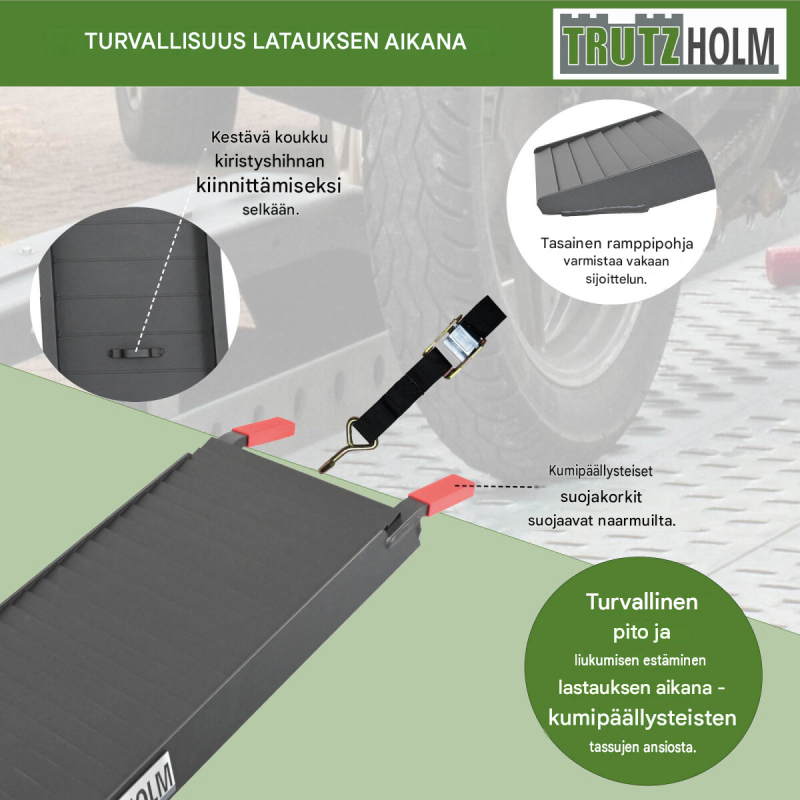 TRUTZHOLM ajorampit 2 kpl, kokoontaitettavat, alumiini, 205 cm, 680 kg, musta