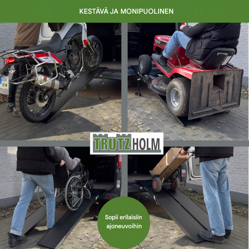 TRUTZHOLM ajorampit 2 kpl, kokoontaitettavat, alumiini, 205 cm, 680 kg, musta