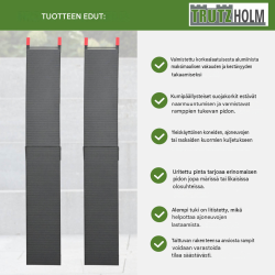 TRUTZHOLM ajorampit 2 kpl, kokoontaitettavat, alumiini, 205 cm, 680 kg, musta