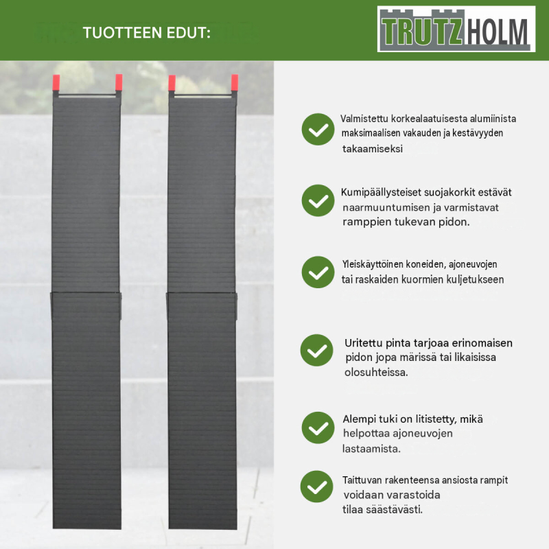TRUTZHOLM ajorampit 2 kpl, kokoontaitettavat, alumiini, 205 cm, 680 kg, musta