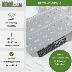 TRUTZHOLM alumiinirampit 2 kpl, 200 x 28 cm, kantavuus 540 kg, harmaa