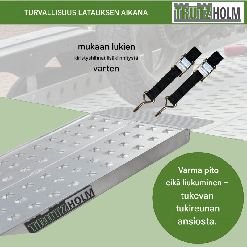 TRUTZHOLM alumiinirampit 2 kpl, 200 x 28 cm, kantavuus 540 kg, harmaa